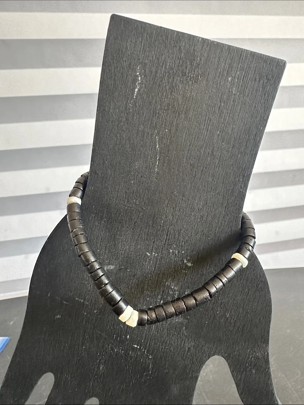 Mens Dark Brown Mixed Puka Shell Bracelet Nautical Surfer Style Wooden Beads
